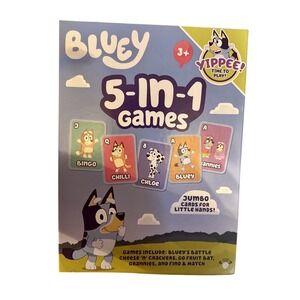 Bluey 5- In - 1 Kids Game Set Toy , 53 Jumbo Cards, Kids Age 3+ - NEW!